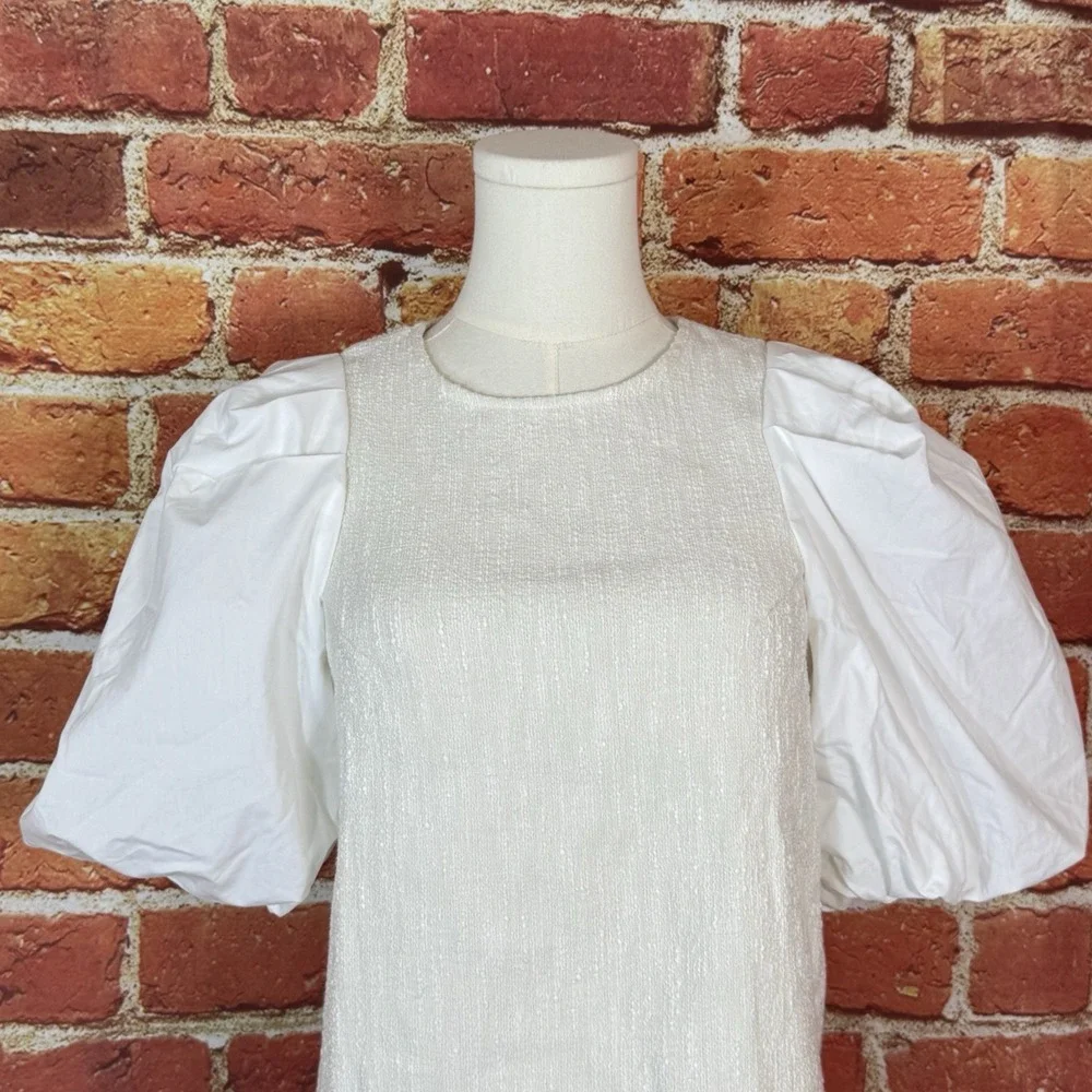 By Anthropologie Puff-Sleeve Blouse White‎ Cream Size XS Womens Top